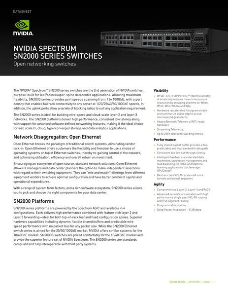 データシート：SN2000 SERIES SWITCHES（英文）