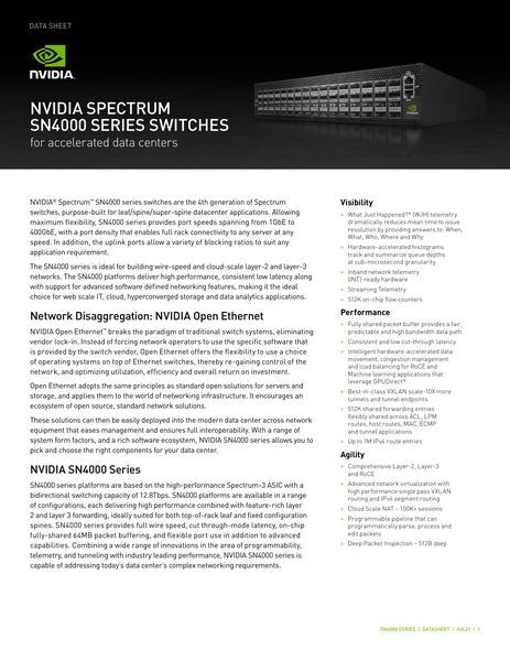 データシート：SN4000 SERIES SWITCHES（英文）